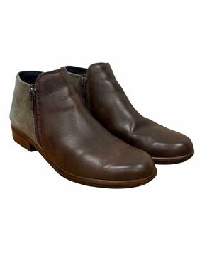 Naot women’s Brown Leather with green suede heel short boots size 39
